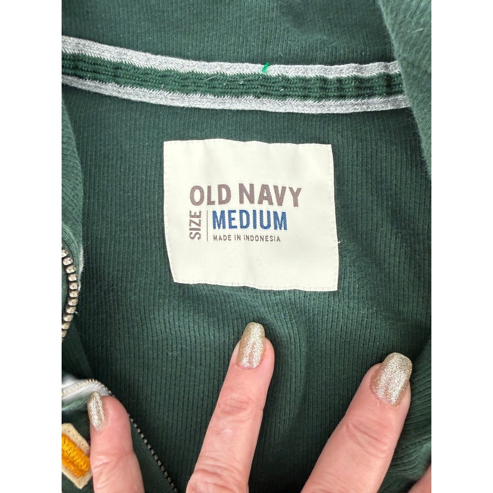 Old Navy Vintage 90's Mens East Side Rebels‎ Zip Sweatshirt Green Varsity Jacket - Picture 3 of 6
